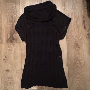 Vanity Black Cowl Neck Short Sleeve Sweater Dress Size XL Like New